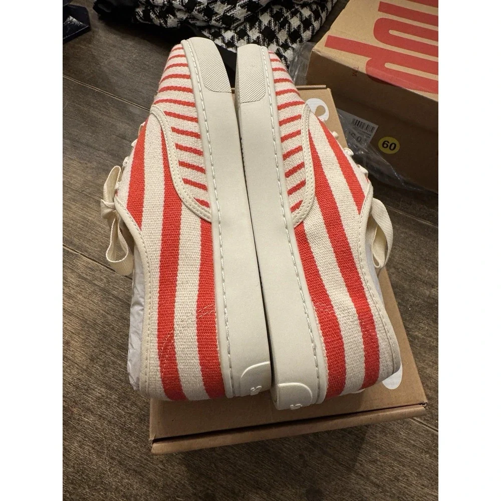 New Soludos Marin Woven Lace Up Sneakers Poppy Striped Boho Comfort Size 9